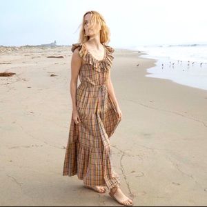 Doen ruffle neck off-shoulder maxi dress.